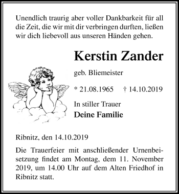 Traueranzeige von Kerstin Zander von Ostsee-Zeitung GmbH