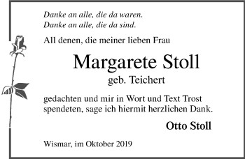 Traueranzeige von Margarete Stoll von Ostsee-Zeitung GmbH