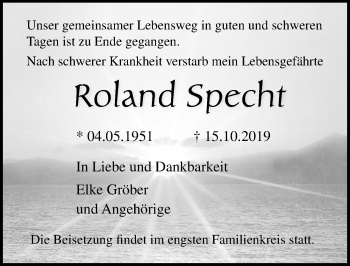 Traueranzeige von Roland Specht von Ostsee-Zeitung GmbH