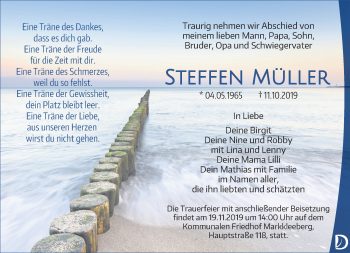 Traueranzeige von Steffen Müller von Leipziger Volkszeitung