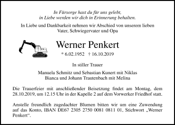 Traueranzeige von Werner Penkert von Lübecker Nachrichten