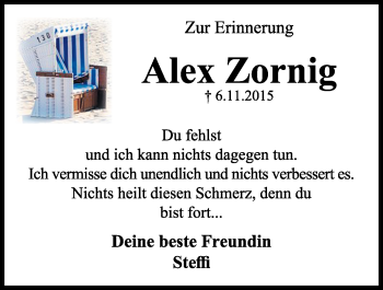 Traueranzeige von Alex Zornig von Kieler Nachrichten