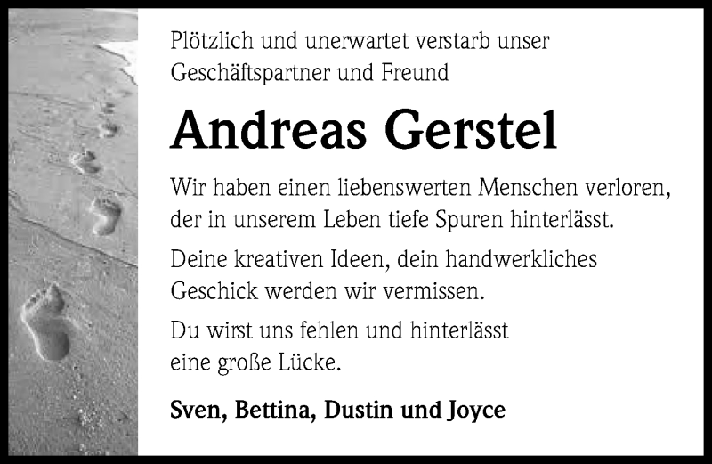  Traueranzeige für Andreas Gerstel vom 11.11.2019 aus Aller Zeitung