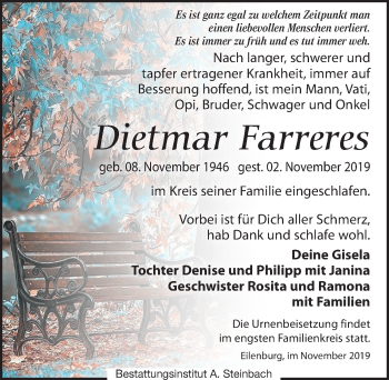 Traueranzeige von Dietmar Farreres von Leipziger Volkszeitung