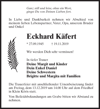 Traueranzeige von Eckhard Käfert von Märkischen Allgemeine Zeitung