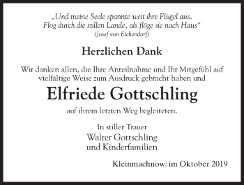 Traueranzeige von Elfriede Gottschling von Märkischen Allgemeine Zeitung