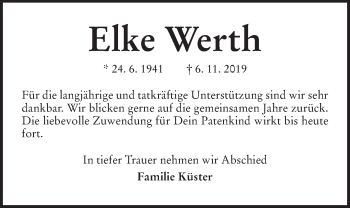 Traueranzeige von Elke Werth von Kieler Nachrichten