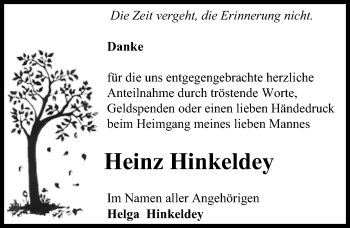 Traueranzeige von Heinz Hinkeldey