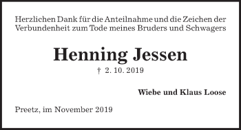 Traueranzeige von Henning Jessen von Kieler Nachrichten