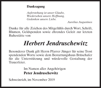 Traueranzeige von Herbert Jendruschewitz von Märkischen Allgemeine Zeitung
