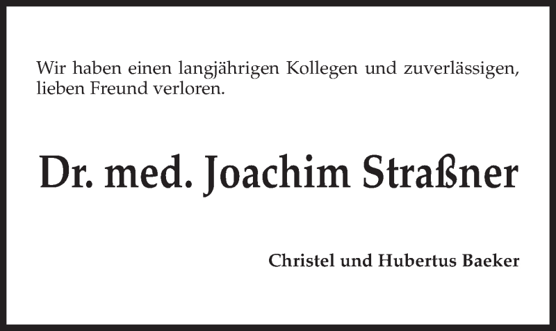  Traueranzeige für Joachim Straßner vom 16.11.2019 aus Kieler Nachrichten