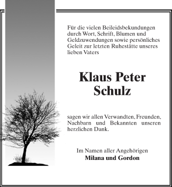 Traueranzeige von Klaus Peter Schulz von Märkischen Allgemeine Zeitung