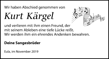 Traueranzeige von Kurt Kärgel von Leipziger Volkszeitung