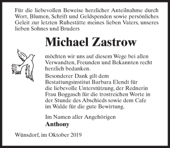 Traueranzeige von Michael Zastrow von Märkischen Allgemeine Zeitung