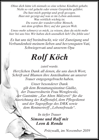 Traueranzeige von Rolf Köch von Märkischen Allgemeine Zeitung