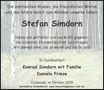 Traueranzeige von Stefan Simdorn von Märkischen Allgemeine Zeitung