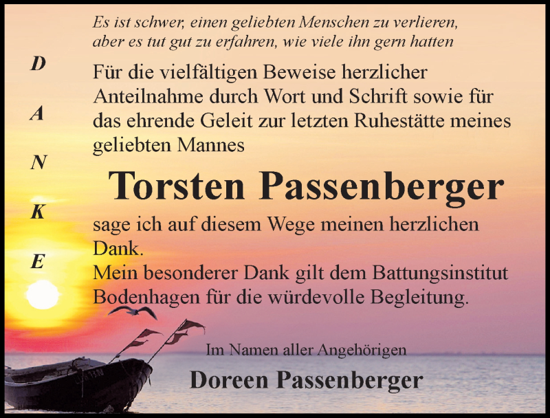  Traueranzeige für Torsten Passenberger vom 02.11.2019 aus Ostsee-Zeitung GmbH