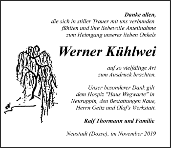 Traueranzeige von Werner Kühlwei