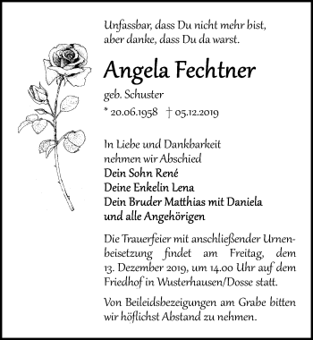 Traueranzeige von Angela Fechtner