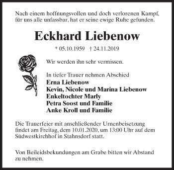 Traueranzeige von Eckhard Liebenow von Märkischen Allgemeine Zeitung