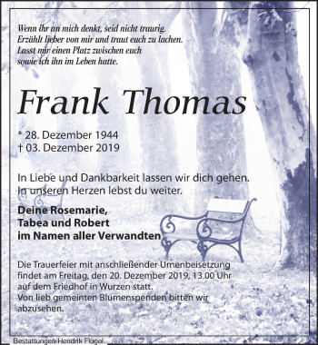 Traueranzeigen Von Frank Thomas Trauer Anzeigen De