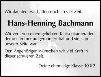 Traueranzeige von Hans-Henning Bachmann von Göttinger Tageblatt