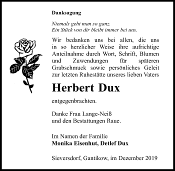 Traueranzeige von Herbert Dux