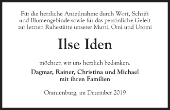 Traueranzeige von Ilse Iden von Märkischen Allgemeine Zeitung
