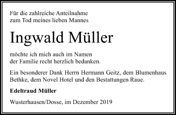 Traueranzeige von Ingwald Müller