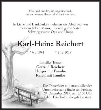 Traueranzeigen von Karl-Heinz Reichert | trauer-anzeigen.de