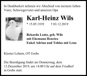 Traueranzeige von Karl-Heinz Wils von Märkischen Allgemeine Zeitung