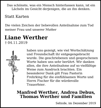 Traueranzeige von Liane Weither von Hannoversche Allgemeine Zeitung/Neue Presse