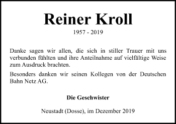 Traueranzeige von Reiner Kroll