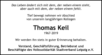 Traueranzeige von Thomas Keil von Leipziger Volkszeitung
