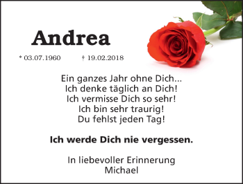 Traueranzeige von Andrea  von Lübecker Nachrichten