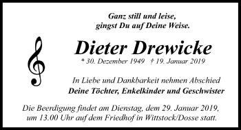 Traueranzeige von Dieter Drewicke von Märkischen Allgemeine Zeitung