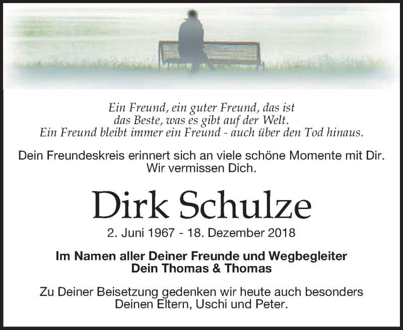  Traueranzeige für Dirk Schulze vom 06.02.2019 aus Leipziger Volkszeitung