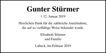 Traueranzeige von Gunter Stürmer von Lübecker Nachrichten