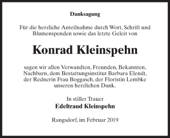 Traueranzeige von Konrad Kleinspehn von Märkischen Allgemeine Zeitung