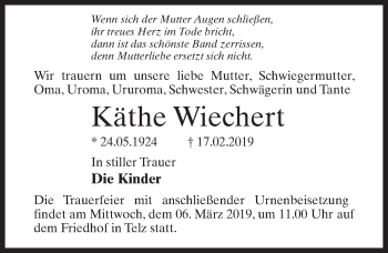 Traueranzeige von Käthe Wiechert von Märkischen Allgemeine Zeitung
