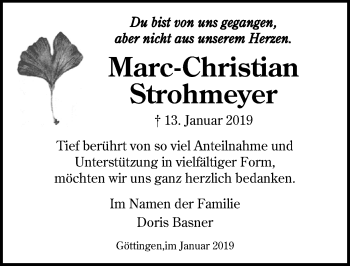 Traueranzeige von Marc-Christian Strohmeyer 