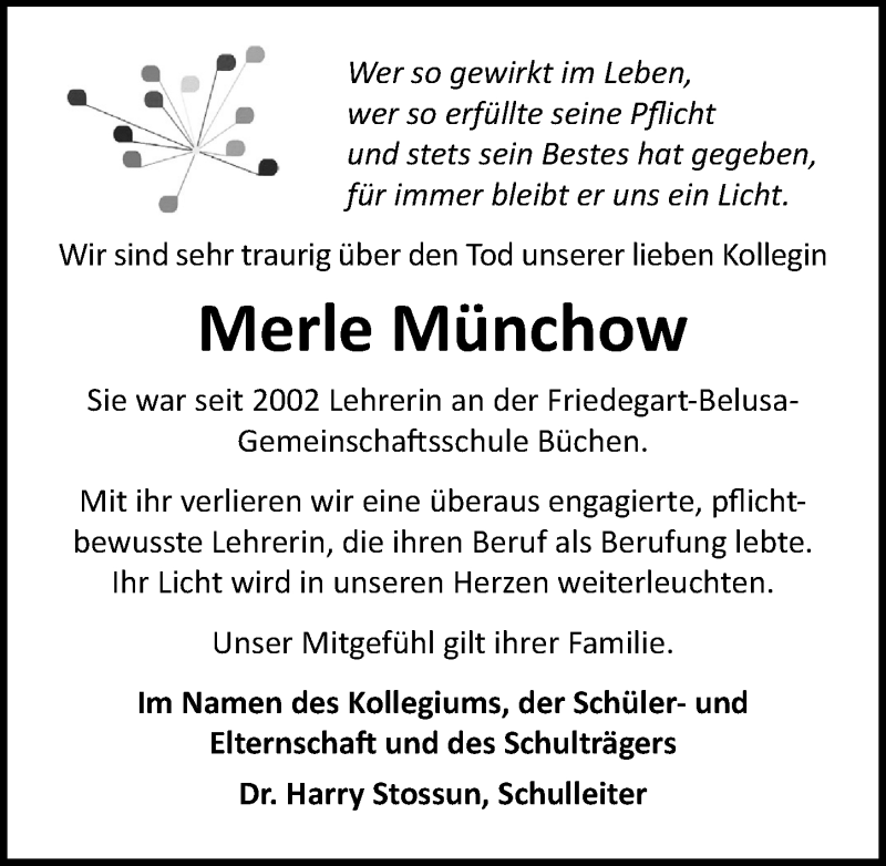  Traueranzeige für Merle Münchow vom 24.02.2019 aus Lübecker Nachrichten