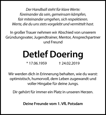 Traueranzeige von Detlef Doering von Märkischen Allgemeine Zeitung