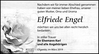Traueranzeige von Elfriede Engel von Leipziger Volkszeitung
