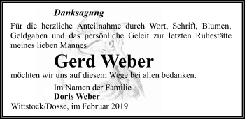 Traueranzeige von Gerd Weber von Märkischen Allgemeine Zeitung