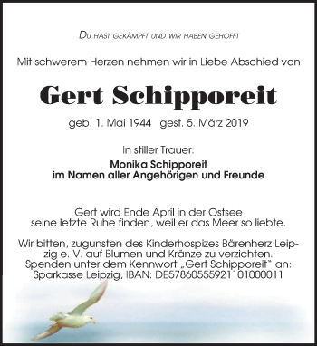 Traueranzeige von Gert Schipporeit von Leipziger Volkszeitung