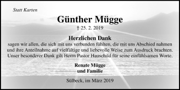 Traueranzeige von Günther Mügge von Schaumburger Nachrichten