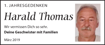 Traueranzeige von Harald Thomas von Leipziger Volkszeitung
