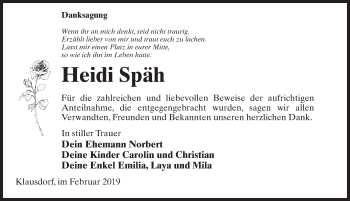 Traueranzeige von Heidi Späh von Märkischen Allgemeine Zeitung