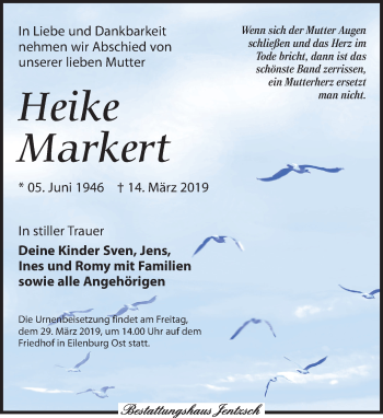 Traueranzeige von Heike Markert von Leipziger Volkszeitung